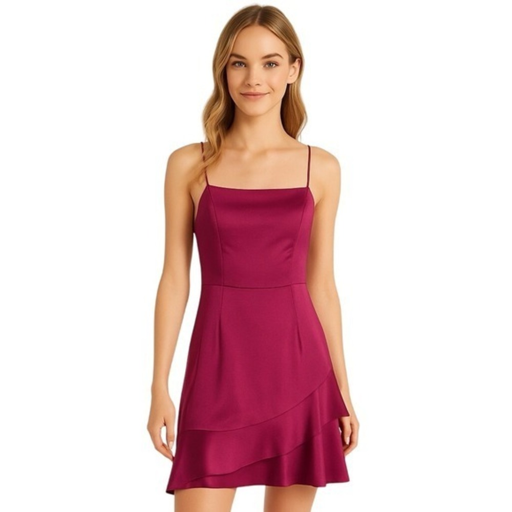 Lulus Sz S Hot Pink Mini Satin Coquette Barbie Sexy‎ Girlie Party Going Out Chic